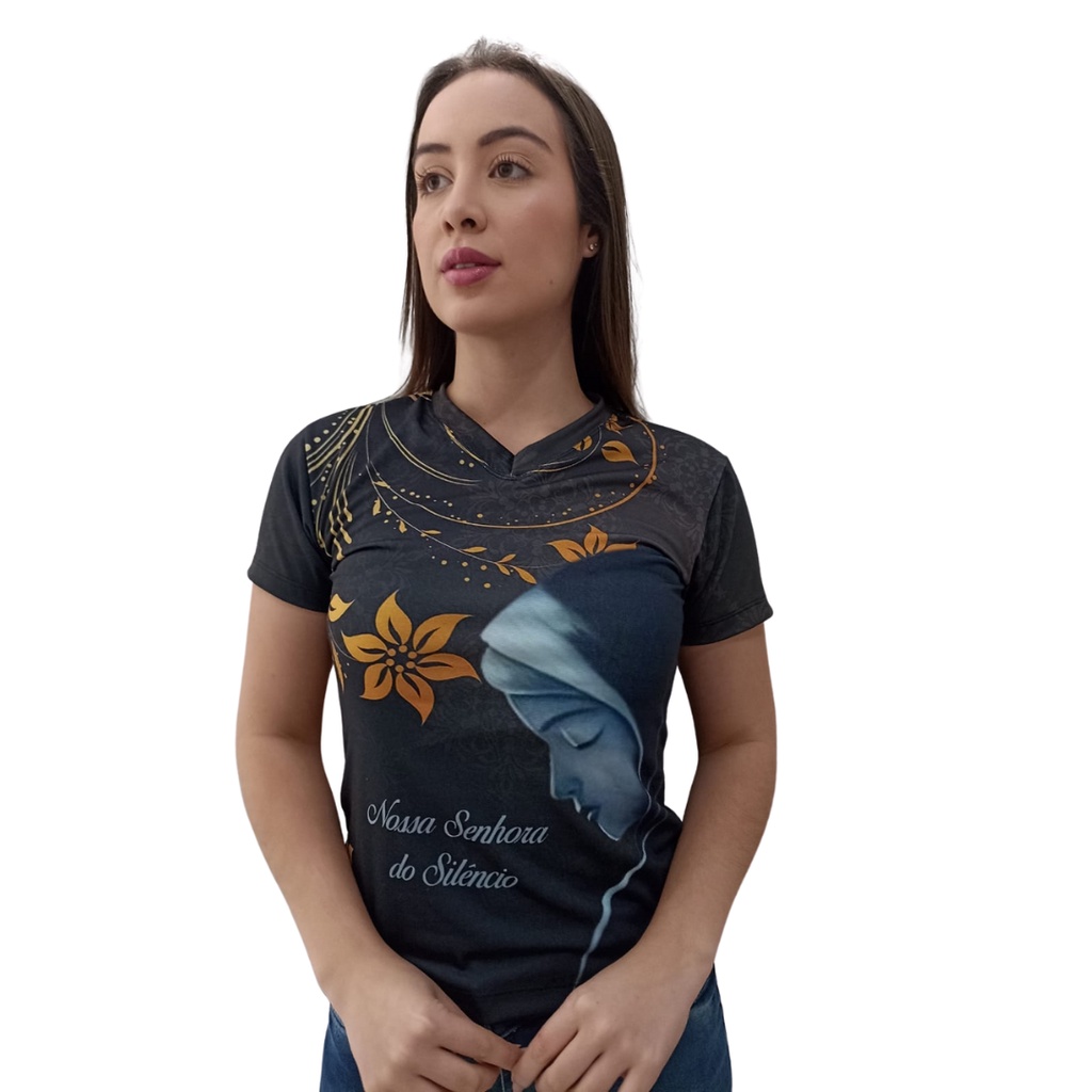 Camiseta Nossa Senhora do Silêncio baby look feminina camisa de santo da igreja católica catolico