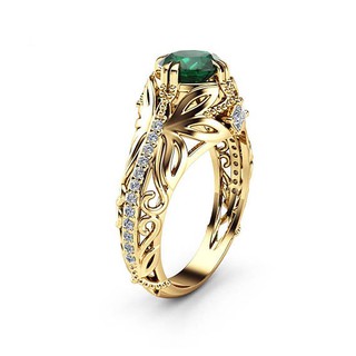 Popular Esmeralda Verde Zircão Anel De Diamante Moda Feminina Anel De Noivado De Luxo