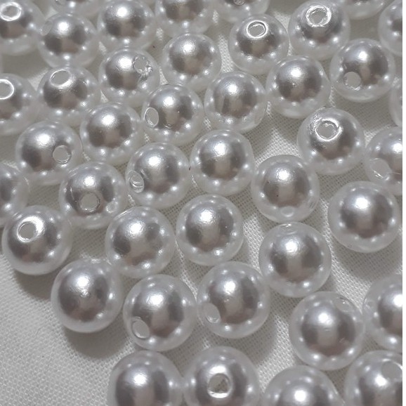 Pérola Abs Branca Brilhante 8mm Pacote Com 50 Gramas