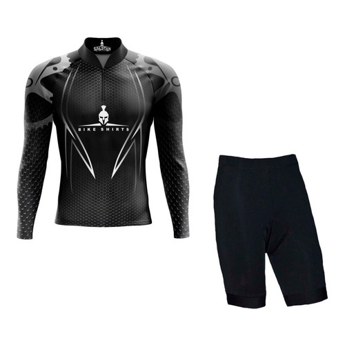 Kit Ciclista Camiseta Manga Longa E Bermuda Ref 08/01
