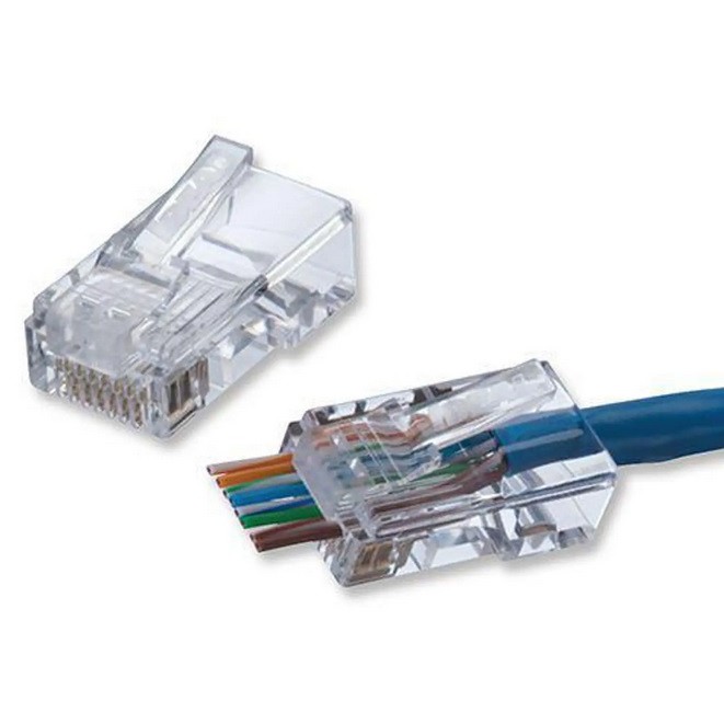 15x Plug conector cristal rj45 vazado cat5e 10/100 mps, termoplástico transparente, condutor banhado a ouro, padrão ez crimp, utilizado em crimpagem de cabo utp rede, modelo profissional.