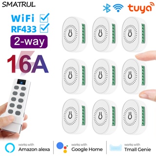 SMATRUL 16A Tuya WiFi RF433+ RF 10-key remote control smart wireless switch light mini 2-way timer circuit breaker for Google Home Alexa em Oferta na Shopee