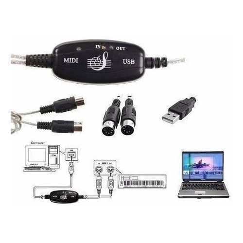 Cabo Adaptador Conversor Audio Midi Interface USB 2.0 Suporte para Teclado Som Universal
