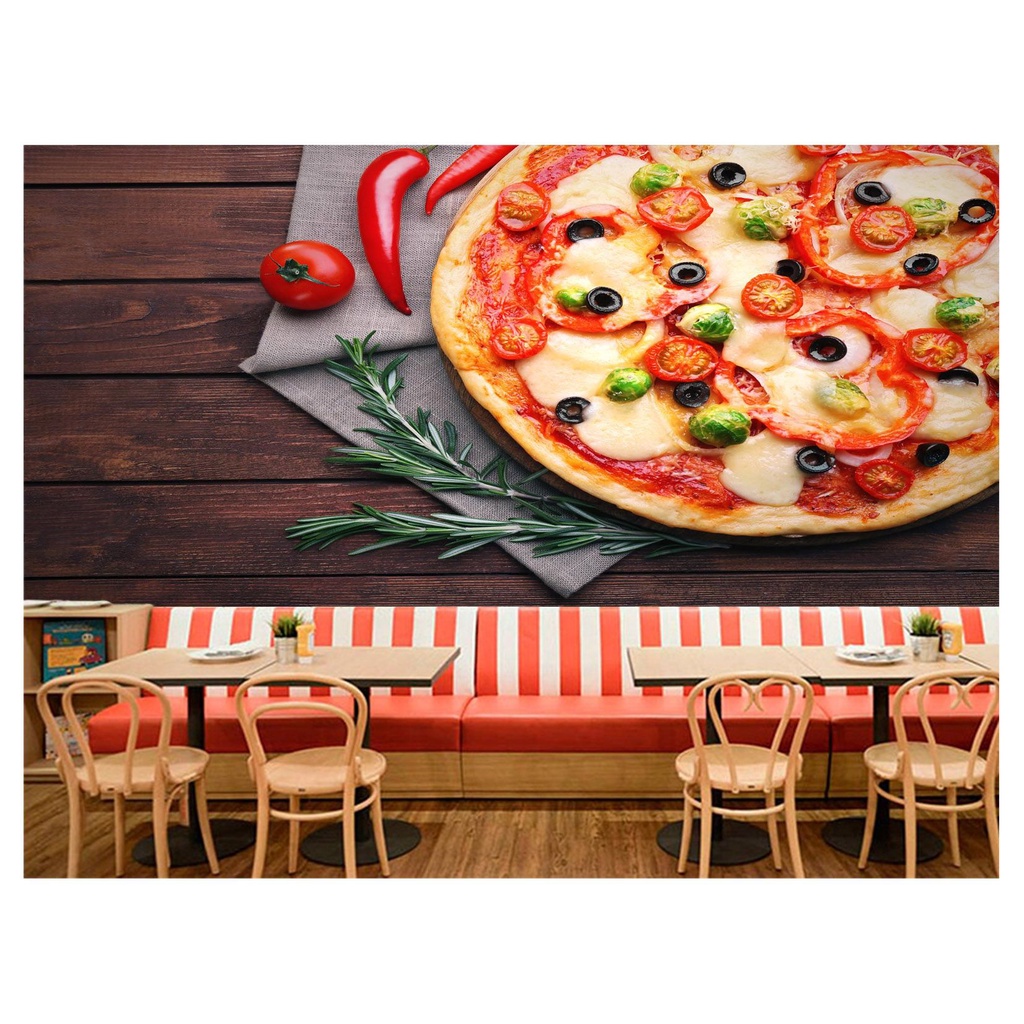 papel de parede Alimento Pizza Queijo 3D 10m² AL149