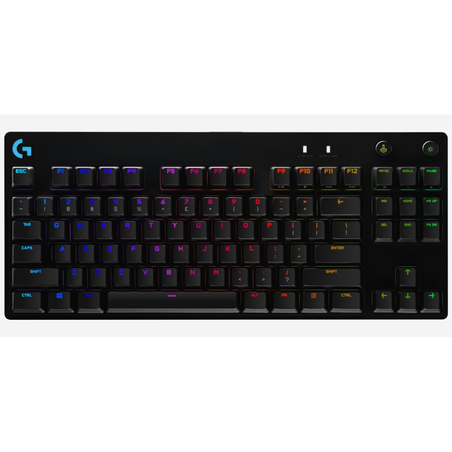 Teclado Mecânico Gamer Logitech G PRO, RGB, Design Tenkeyless, Switch GX Clicky Azul, US - 920-009388