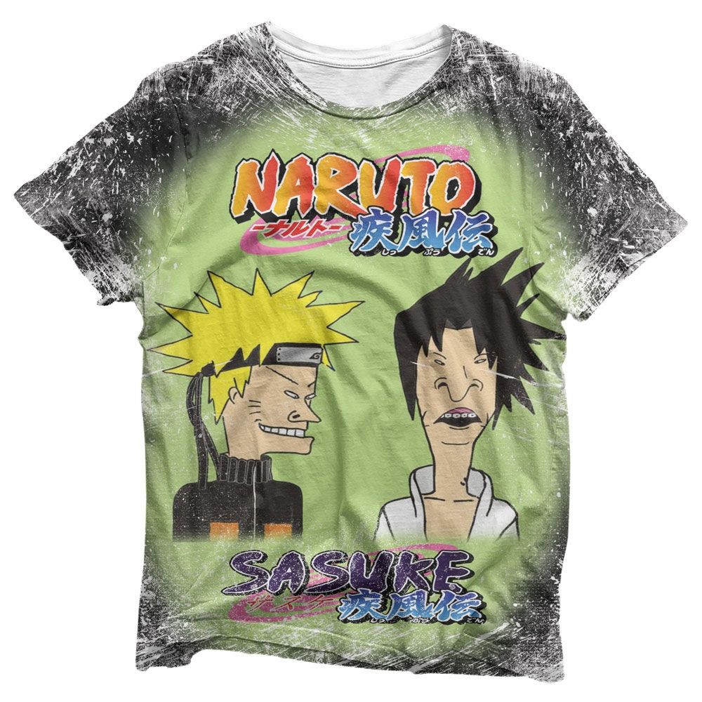Camisa Engraçada Naruto e Sasuke - Camisas Naruto Estampa Total