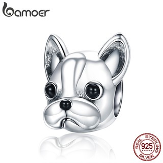 Bamoer Pulseira De Contas De Prata 925 Com Pingente De Buldogue