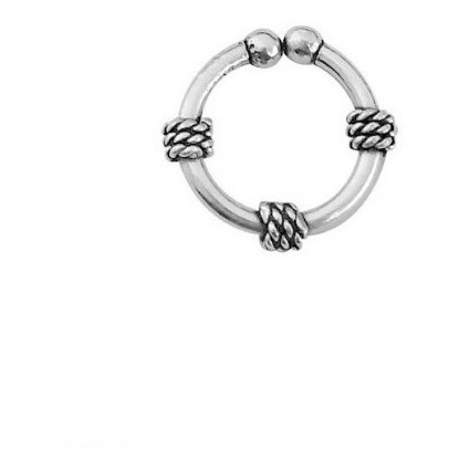 Brinco De Prata 925 Piercing De Pressão  Argola Bali Indiana
