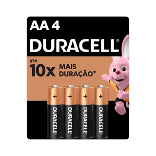 Pilha Alcalina AA Pequena Duracell com 4 Unidades