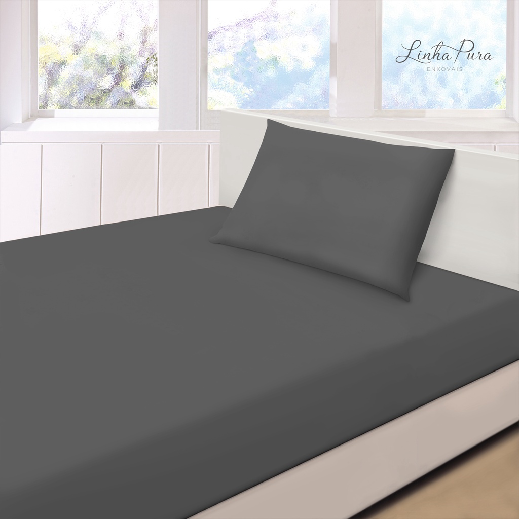 Jogo De Lençol Cama Solteiro 2 Peças Com Elástico 1,88m x 0,88m x 25 cm de Altura - Tecido 200 Fios Micropercal Acetinado