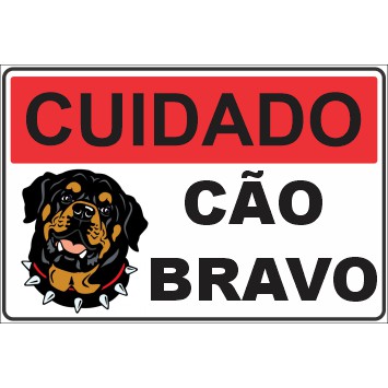 PLACA CÃO BRAVO_SINALIZAÇÃO_CUIDADO CÃO 30x20cm