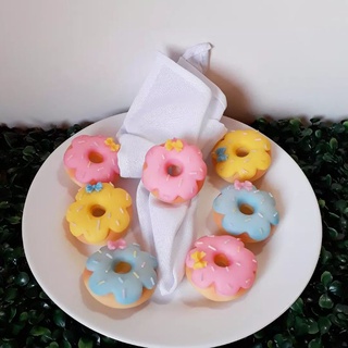 6 Porta guardanapo Rosquinhas Donuts em biscuit para mesa posta