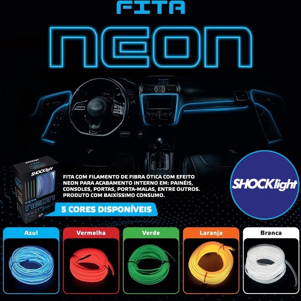 Kit Fita Neon 2 metro Painel Automotivo Personalização