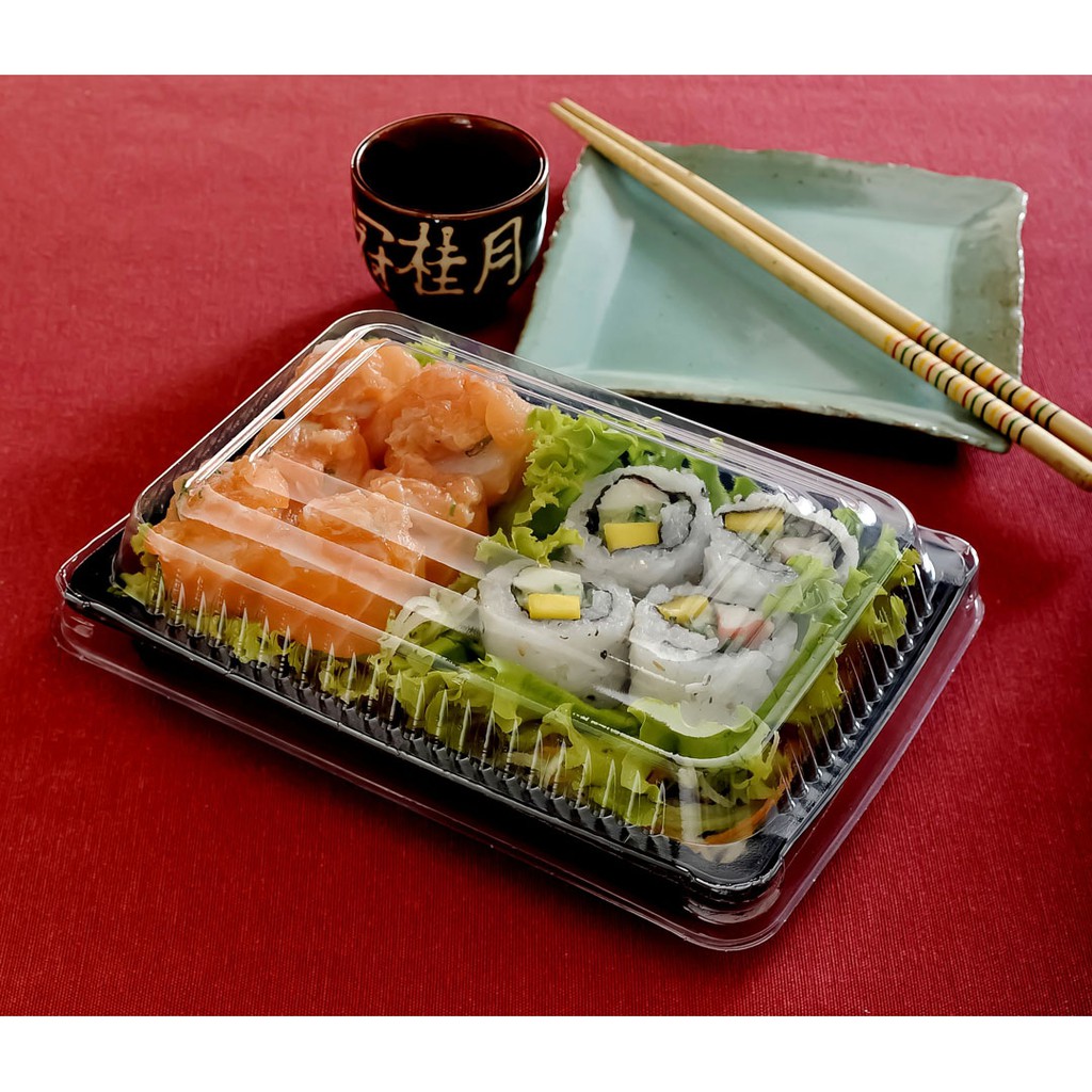 10 Embalagem Sushi Sashimi Delivery Sushi Go912 Pequena  galvanotek ( 18,5x13x5,5cm )comida-japonesa, comida-oriental, em Oferta na Shopee