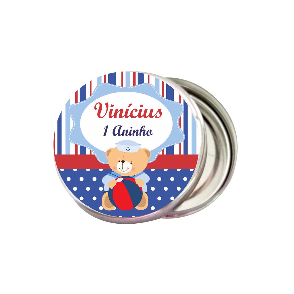 25 Latinha 5x1 Mint to be personalizada lembrancinha - Ursinho Marinheiro