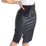 Saia Justa Mid Em Courino/couro Sintetico Com Elastano Ate 48