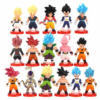 16 Pçs / Lote Figuras De Dragon Ball Z Son Goku Gohan Vegeta Trunks Buu Frieza Broly Anime Dbz Modelo Brinquedos