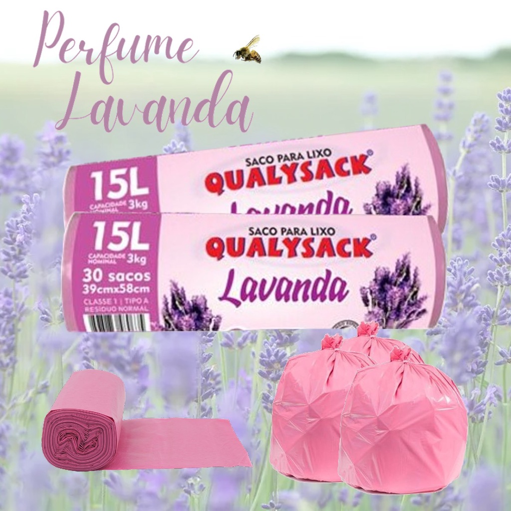 Saco de Lixo 3 rolos Perfumado Lavanda 90un 15L Anti Odores e Insetos