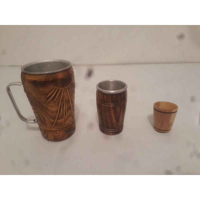 Caneca térmica kit mais barril e barril de chote todos madeira maciça ótima qualidade preço imbatível