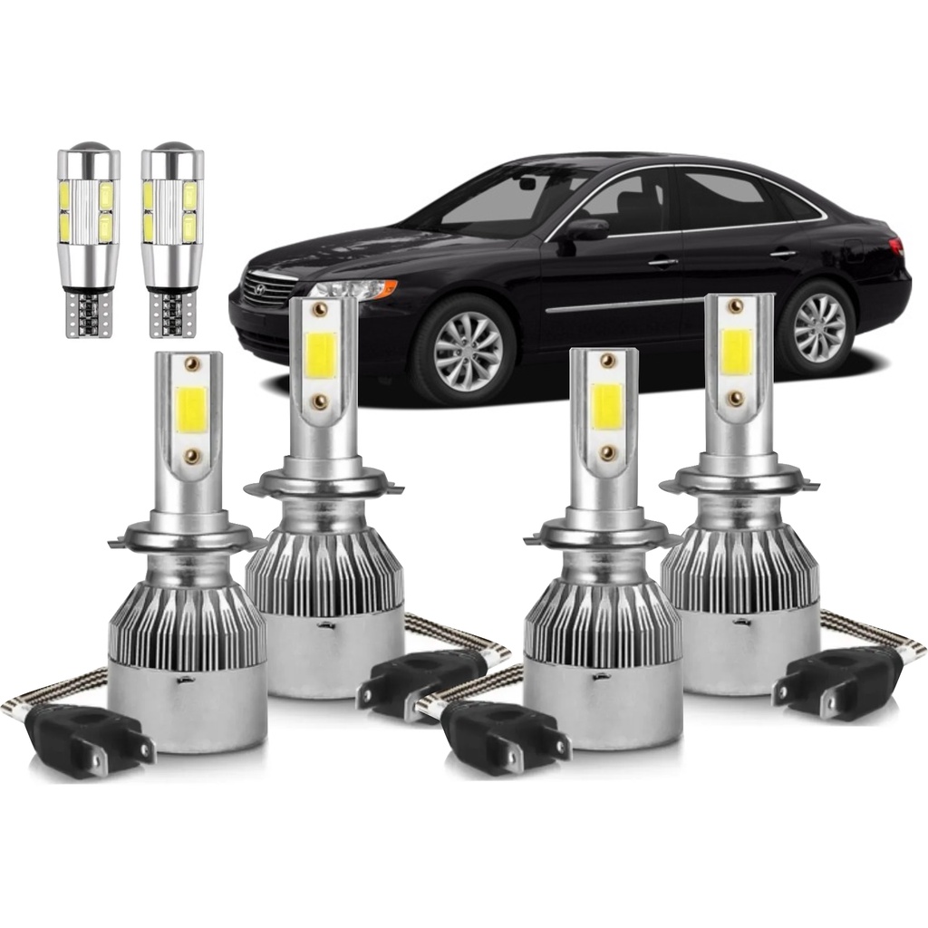 Lâmpadas Azera 2007 2008 2009 2010 2011 Super Led Farol Alto e Baixo