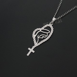 colar corrente feminino masculino pingente santa maria proteção em aço inox prata prateado pode molhar não preteja antialérgico em Oferta na Shopee