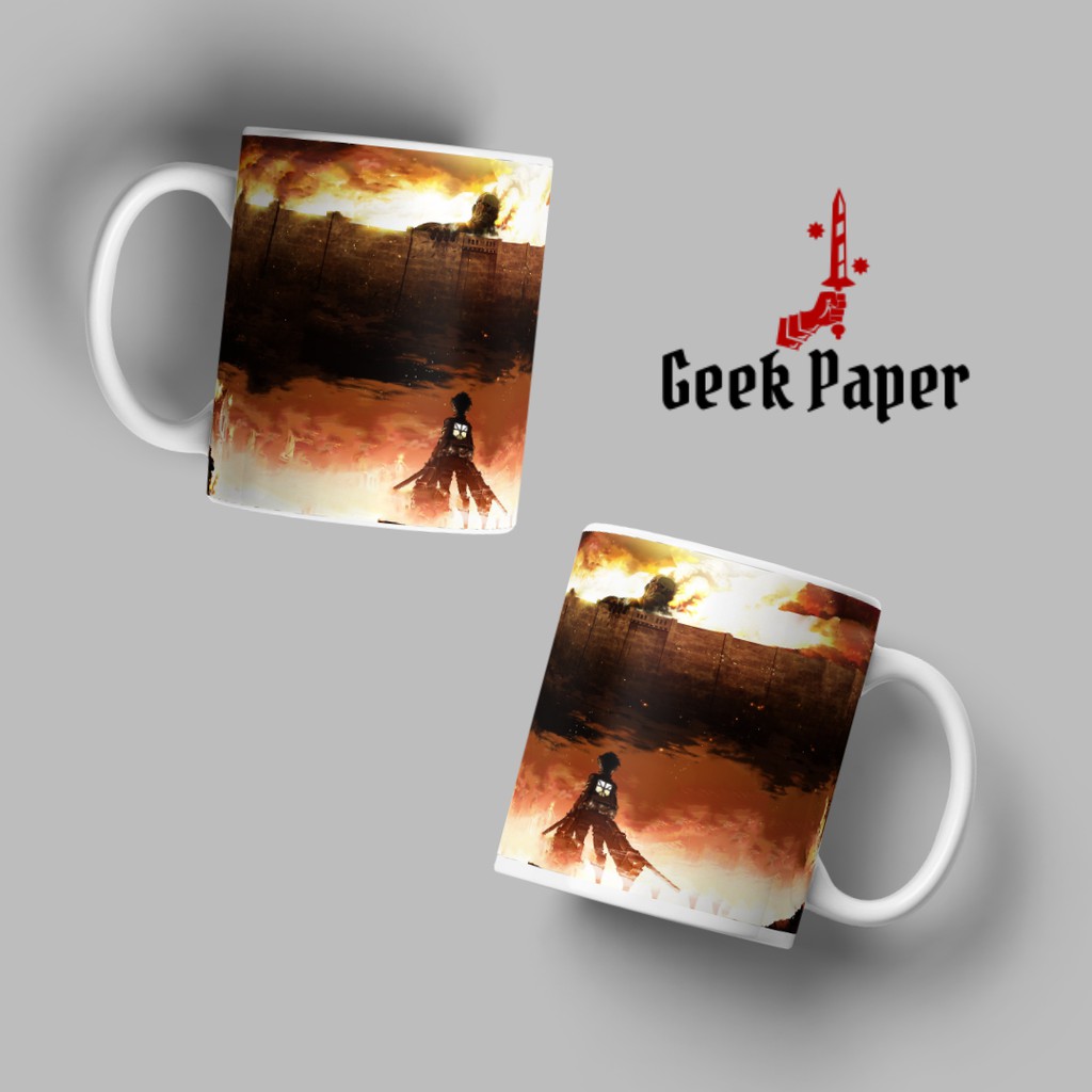 Caneca de Porcelana Attack on Titan Shinheki no Kyojin AOT Anime - Muralha Cozinha Decoração