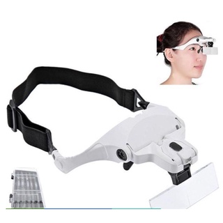 Lupa de Cabeça Profissional 2 Leds Vem Com 5 Lentes De Aumento BRANCO