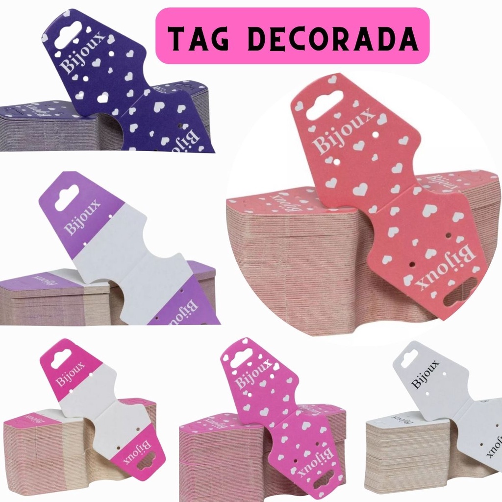 Tag Gravata Decorada Embalagem Pulseira Brinco Cartela para Bijuterias Bijuox