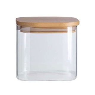 Pote Hermético Quadrado para Mantimento Bambu - 600ml