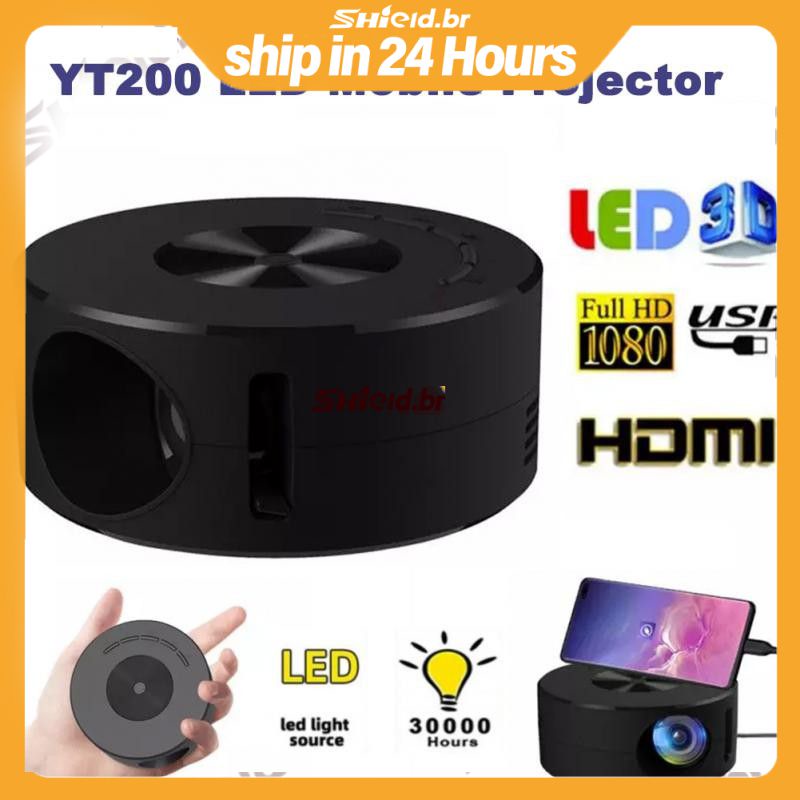 Portátil YT200 Mini Projetor 1080P Full HD LED Home Media Player Audio ...
