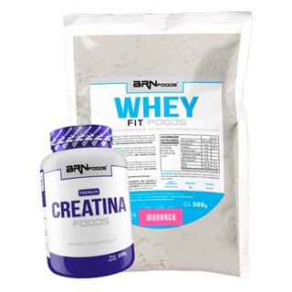 Kit Whey Protein Fit Foods 500g + Premium Creatina com Maltodextrina 100g - BRN Foods em Oferta na Shopee