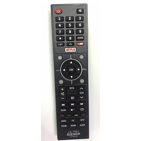 Controle Tv Semp Toshiba Le-7801 Compatível Com Tv Semp