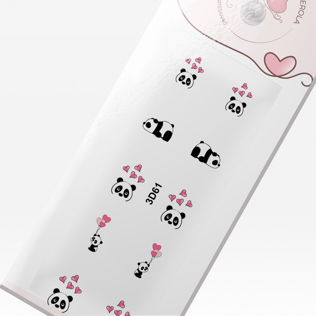 Adesivo de Unha 3D-Cartela Mistas com Panda-3D 61
