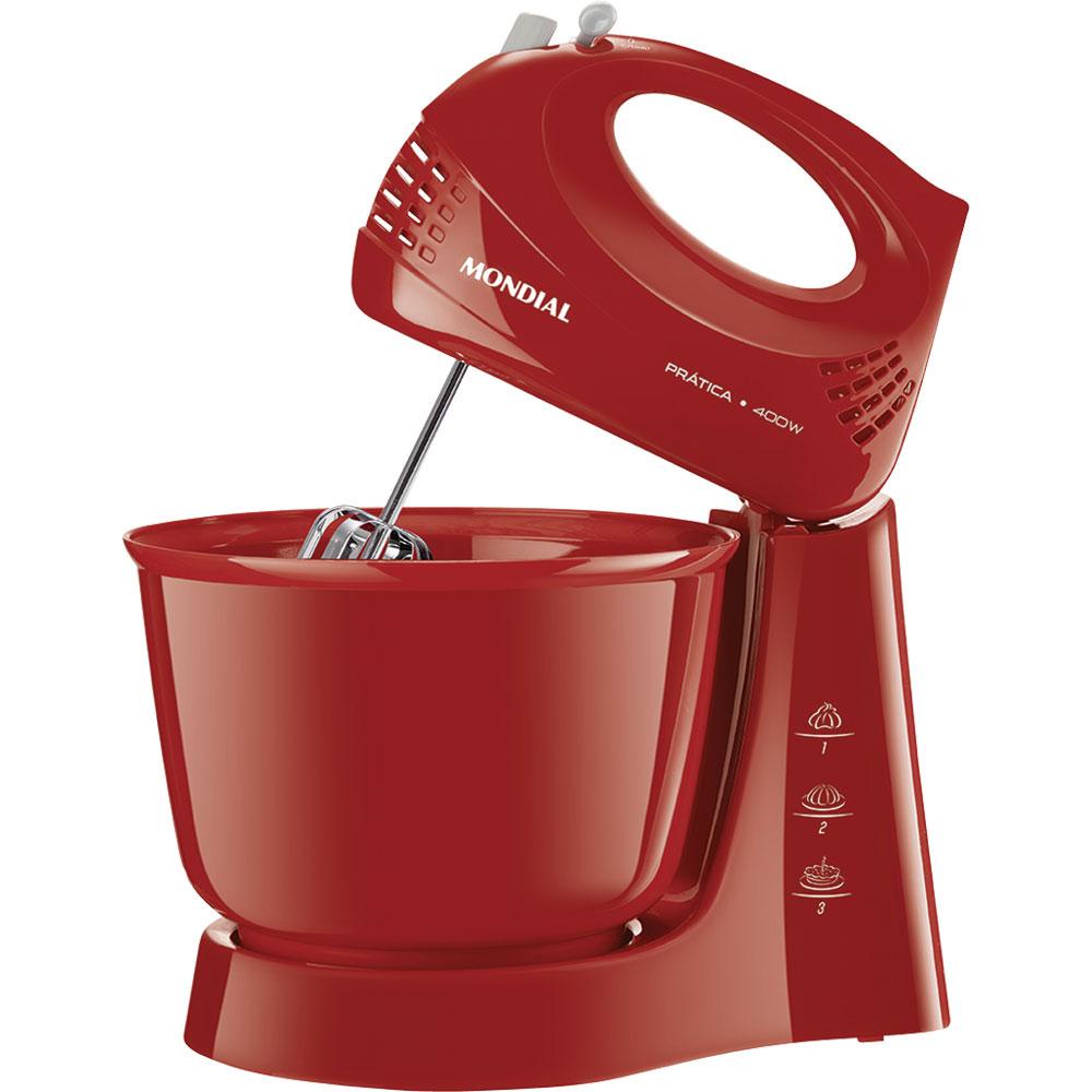 Batedeira de Mesa Mondial Pratica B44R 400W 3 Velocidades Vermelha 127V - Home Appliances