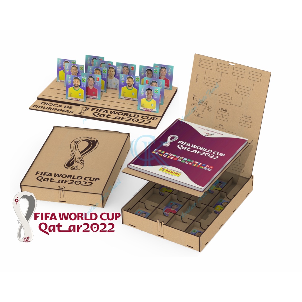 Porta Figurinha Caixa Organizadora Mdf Álbum mais display para troca