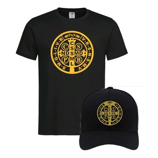 Kit Camiseta Algodão + Boné Medalha De São Bento Novidade