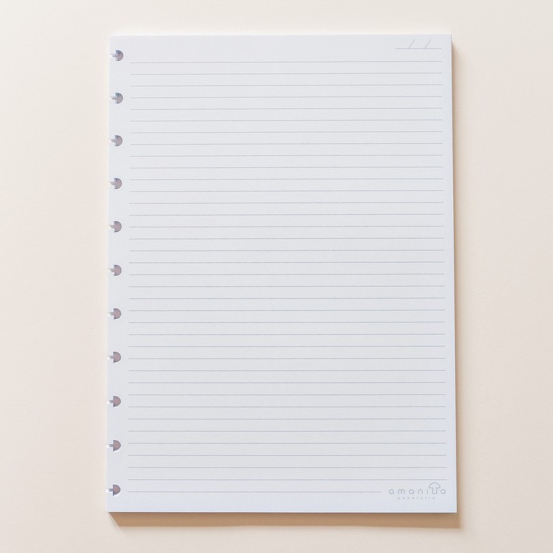 Refil de Folhas reposicionáveis para Caderno de Disco e caderno Inteligente grande Universitário Pautado Pontilhado 50 folhas 90g/m2