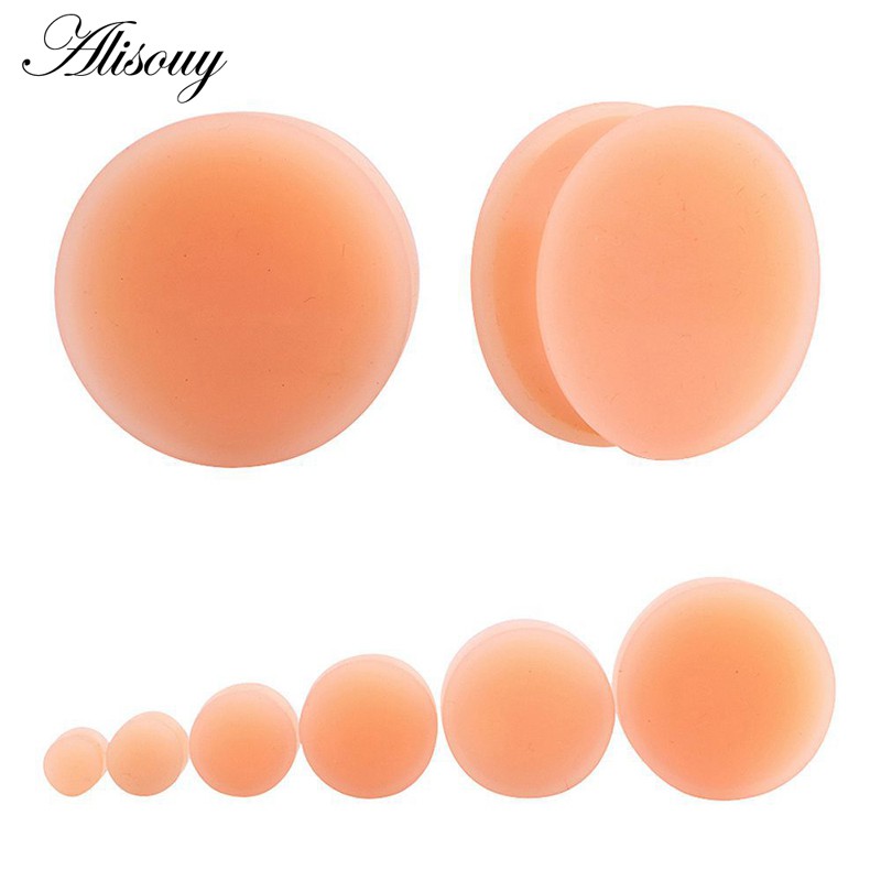 Alisouy 2pcs Plugues De Silicone Para Orelha Túneis De Perfuração De Brincos Flexíveis Medidores 