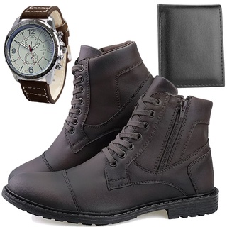 Bota Coturno Casual Masculina + Relógio + Carteira Touroboots
