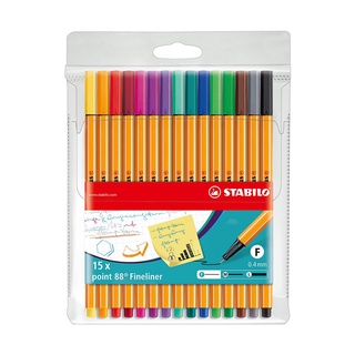 Caneta Stabilo 0.4mm Point 88, Estojo com 15 cores em Oferta na Shopee