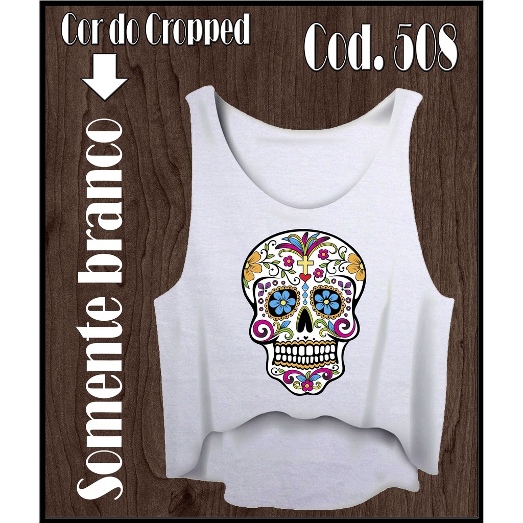 Cropped Regata Academia Caveira Mexicana em Oferta na Shopee