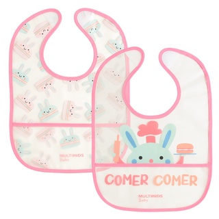 Kit 2 Babadores com Coletor de Migalhas Easy Clean Rosa Multikids Baby - BB1102