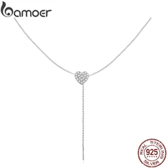 Colares Bamoer 925 Prata Amor Ajustável Jóias De Moda Simples