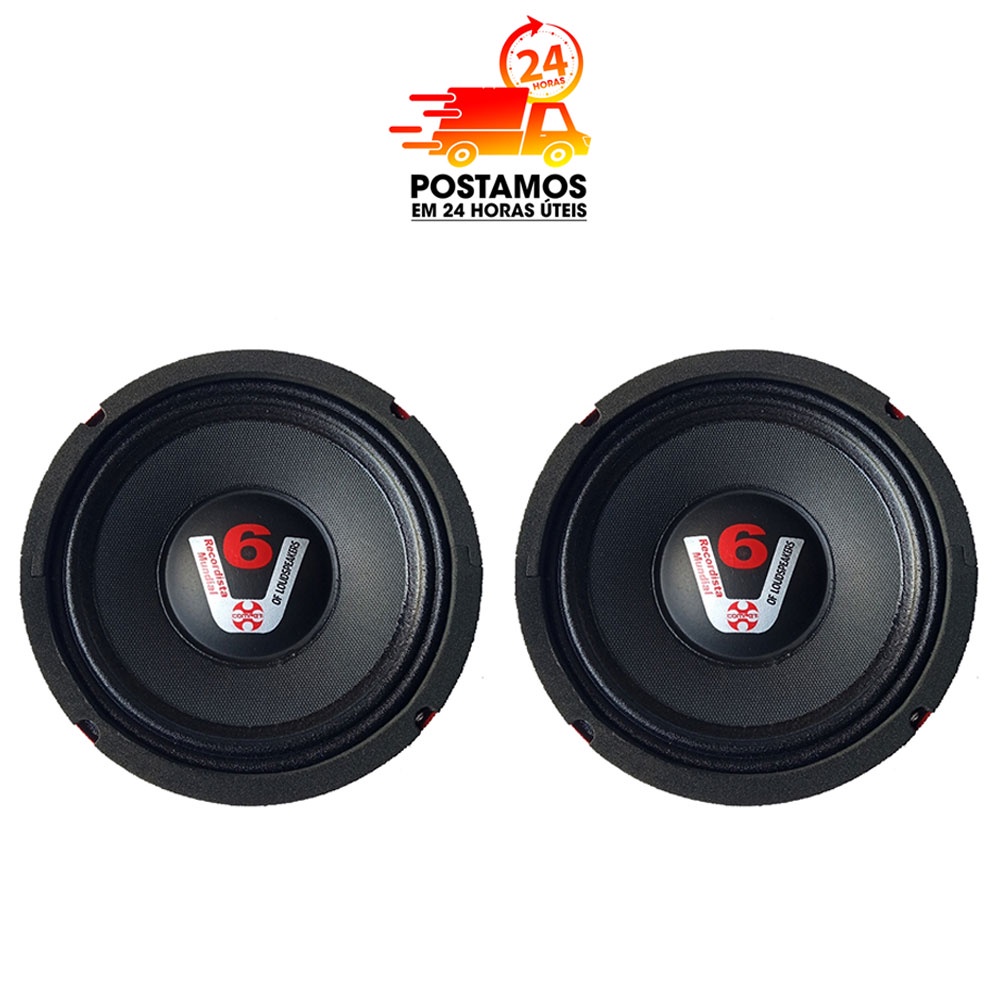Kit 2 Alto Falante Woofer Vermelho Chapa Compet 8 Polegadas 4-8 ohms 300w Rms Cone Tecido