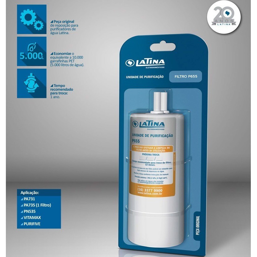 Filtro Refil Latina P655 Original - Pn535 Vitamax Purifive