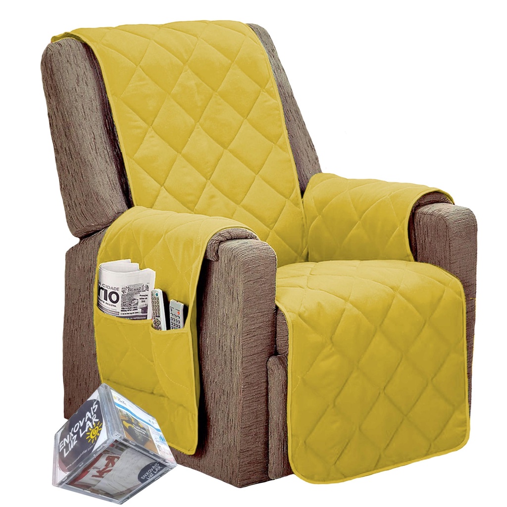 Capa Protetor Sofá 1 lugar Poltrona Papai Avulso Amarelo L*