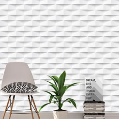 Papel de Parede Tijolo 3D com efeito de sombras em Tons de Branco ,Preto e Kit Aplicação completo 2,50 mts