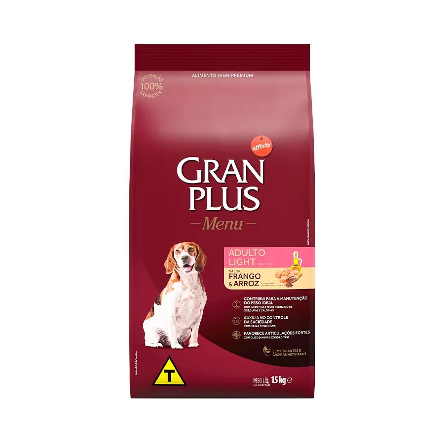 Ração GranPlus Menu Light Para Cães Adultos de Porte Médio e Grande Sabor Frango e Arroz 15KG em Oferta na Shopee