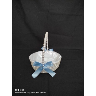 Cesta Florista de casamento com laço azul Royal serenity turquesa Tifanny violeta, lilás e preto