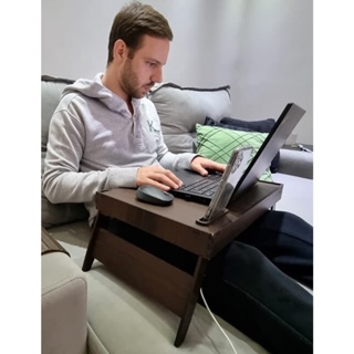 Mesinha Para Laptop Notebook Portátil Sofá Home Office Com Suporte Para Celular em Oferta na Shopee